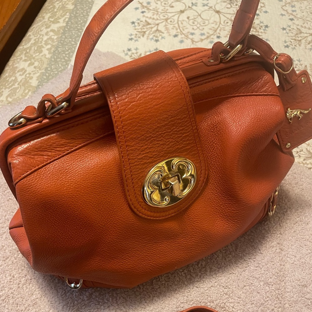 Orange Emma Fox leather bag